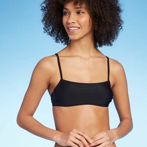 Juniors' Xhilaration Bralette Bikini Top, Black bikini top, Large 8-10, NEW, 720